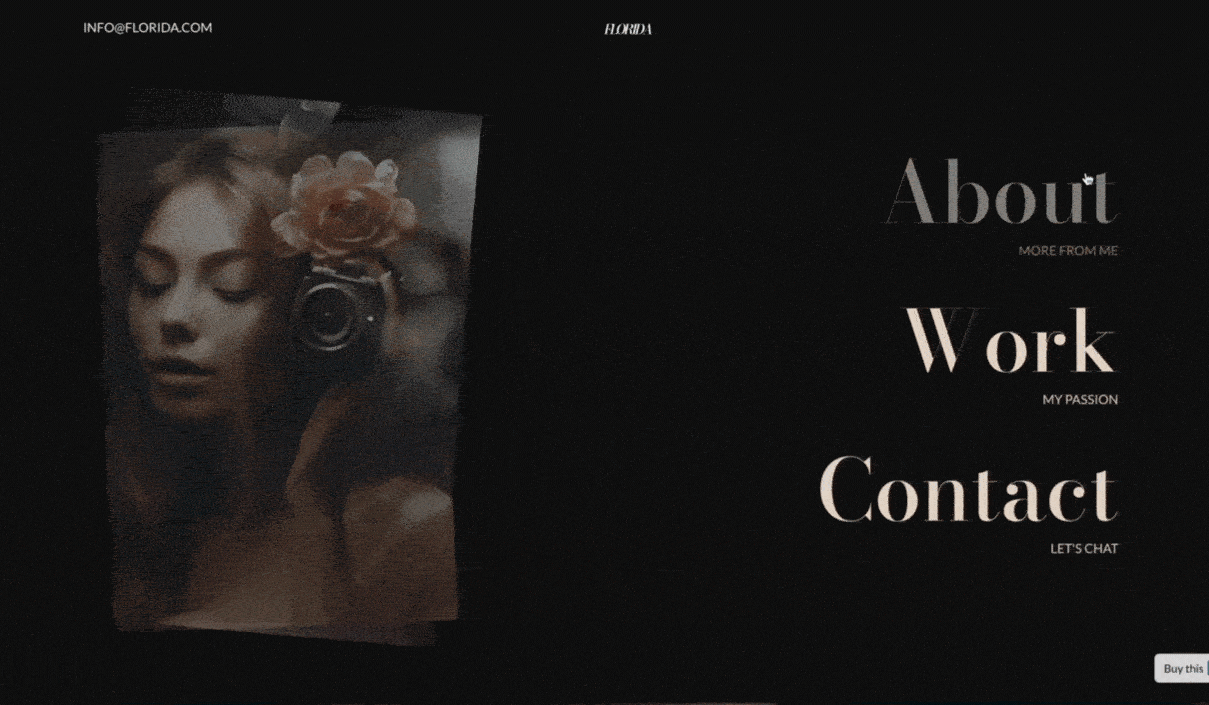 A gif preview of the hover animation on the Florida Webflow portfolio template