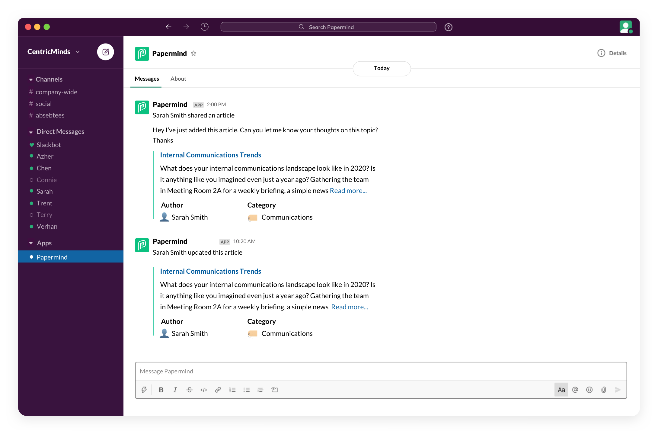 Papermind for Slack