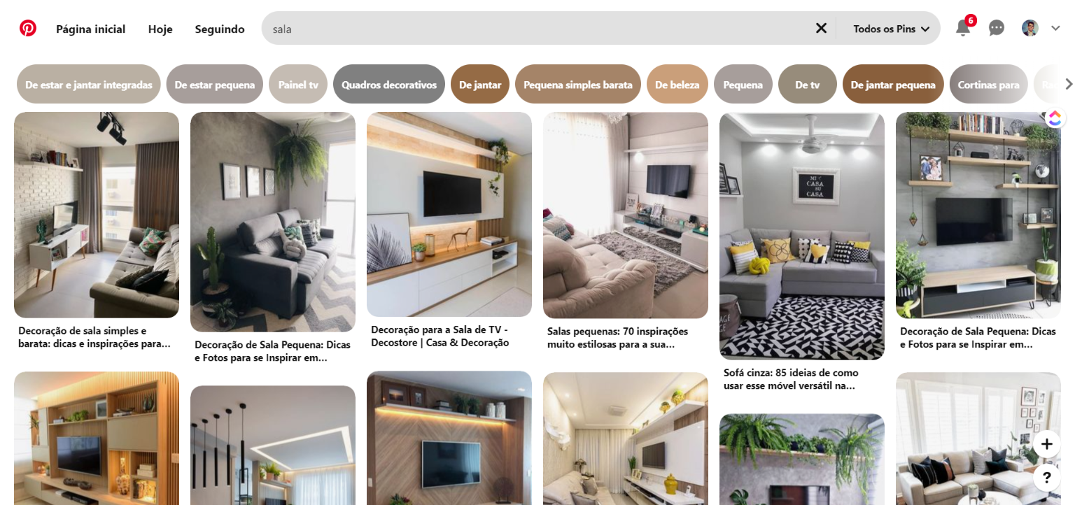 busca guiada Pinterest
