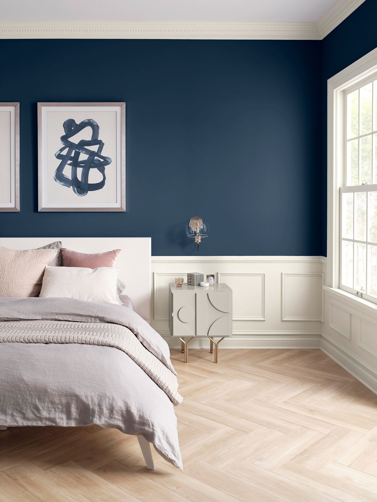 quarto casal parede azul