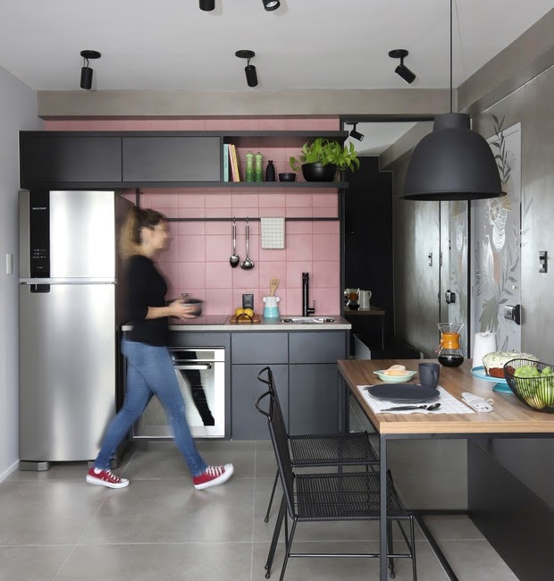cozinha azulejo quadrado rosa