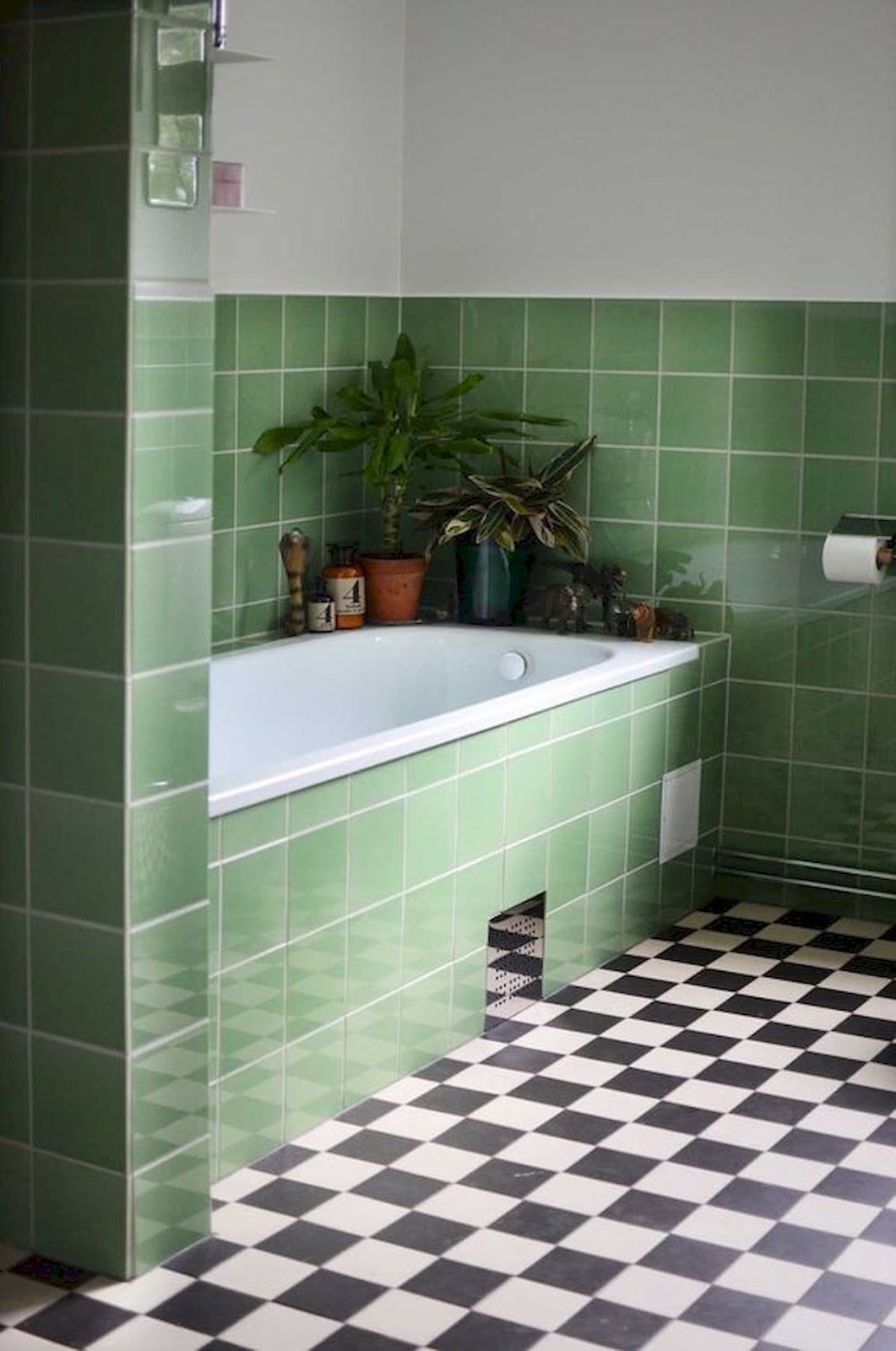 banheiro azulejo quadrado verde