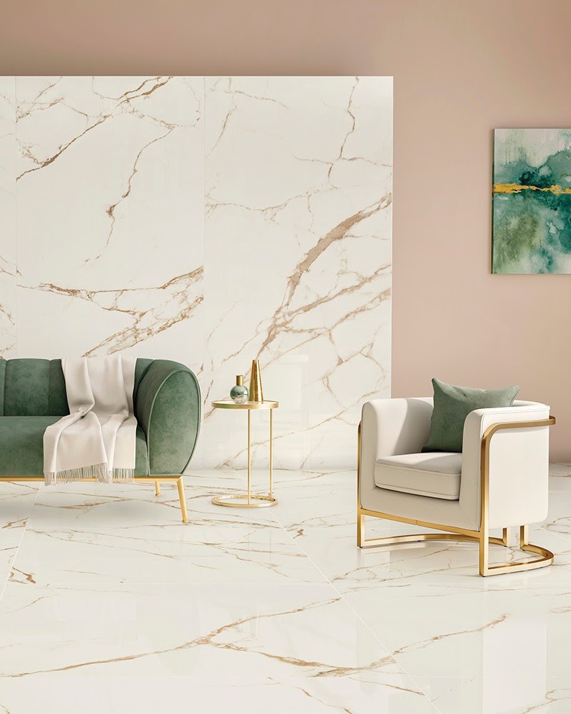 sala porcelanato mármore