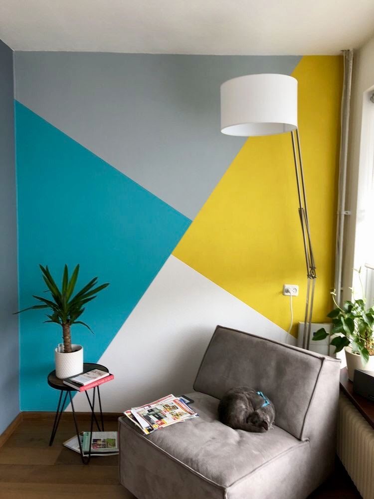 sala parede pintura geométrica