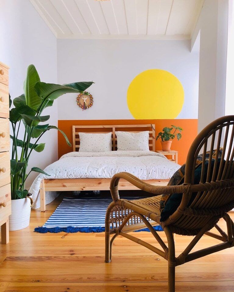 quarto parede pintura geométrica