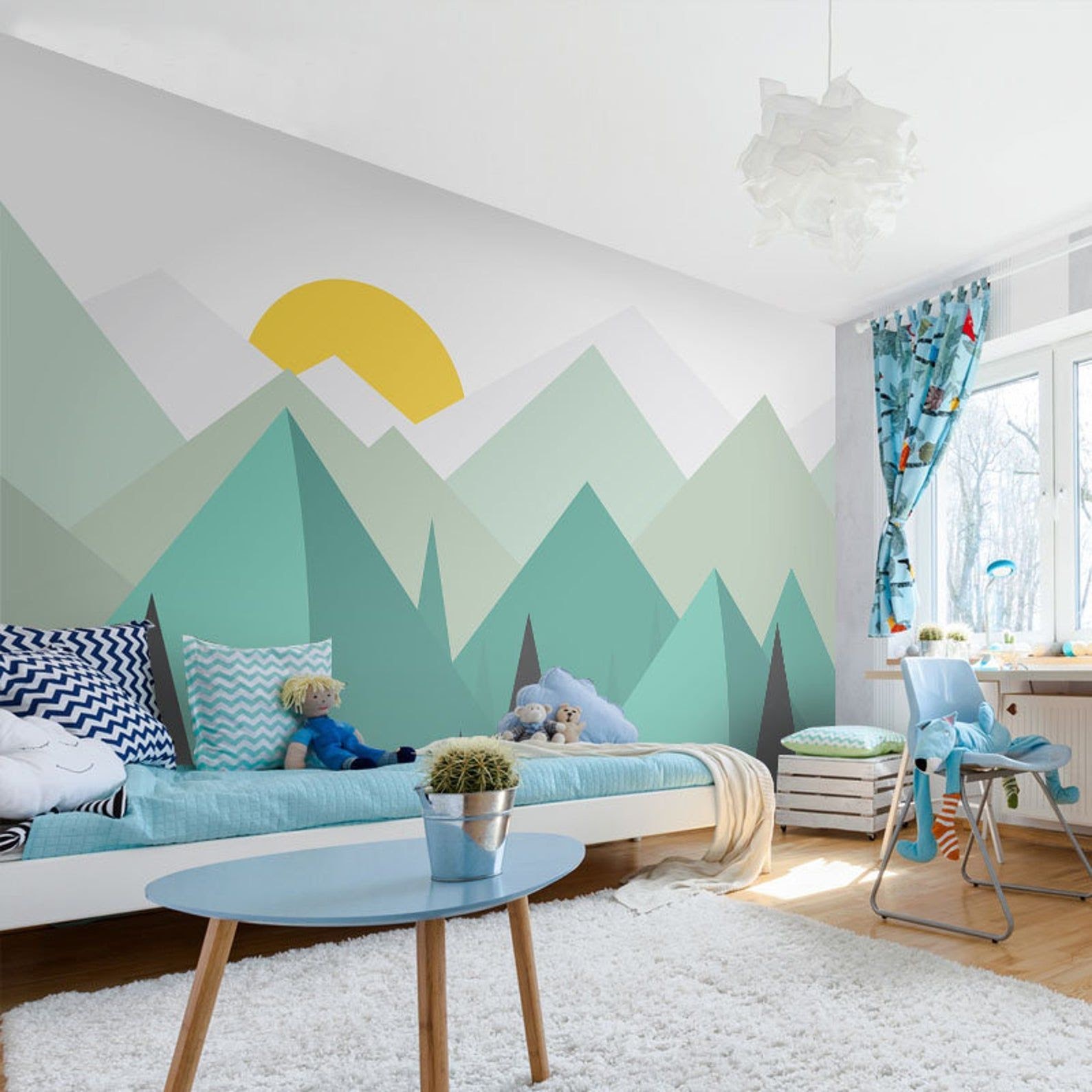quarto infantil parede pintura geométrica
