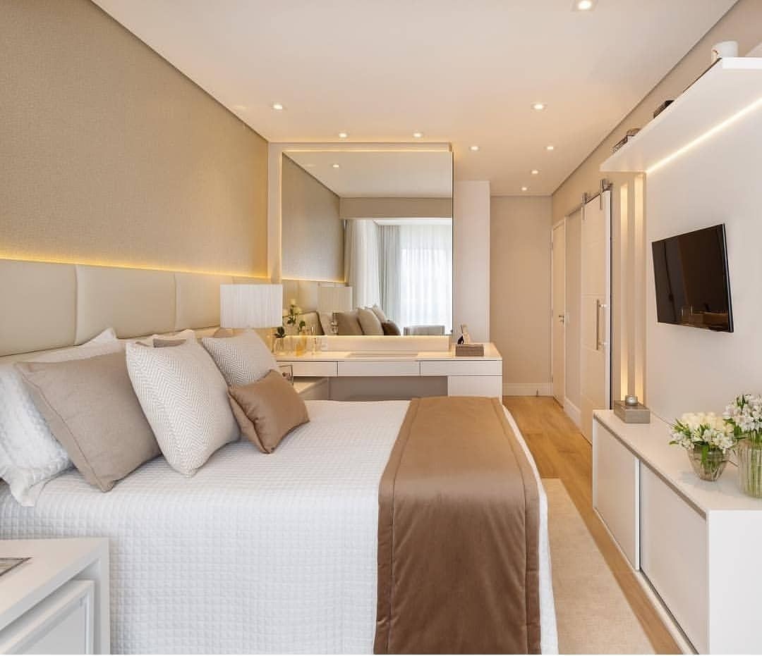 quarto de casal em tons de bege