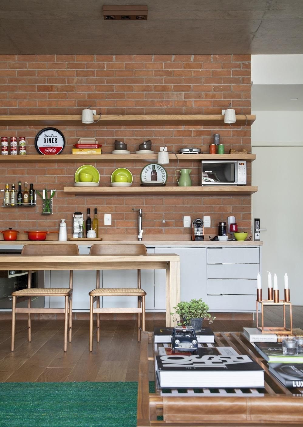 decoração cozinha com prateleiras