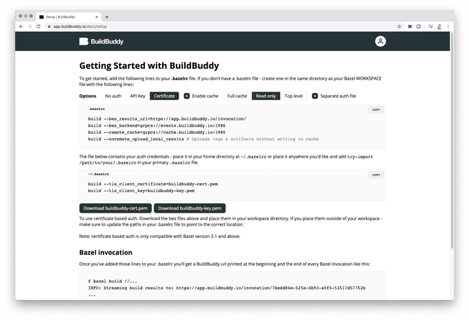 Auth configuration widget
