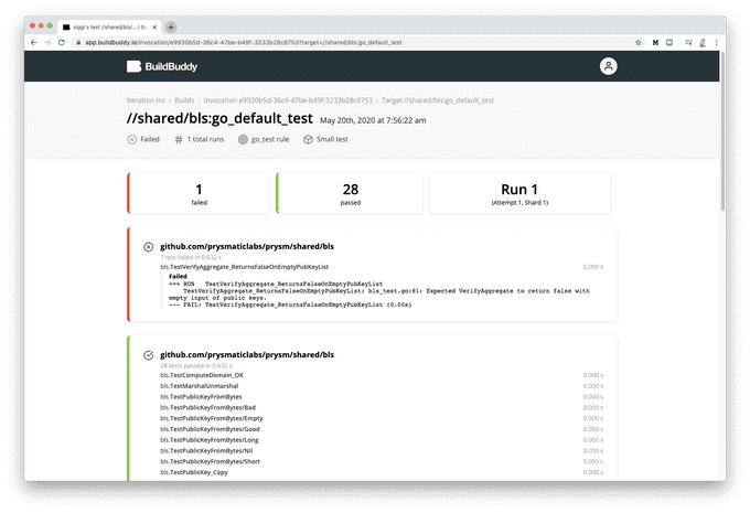 Test results view