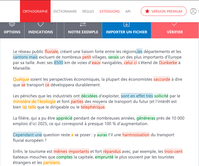 capture d'écran de l'interface de Scribens