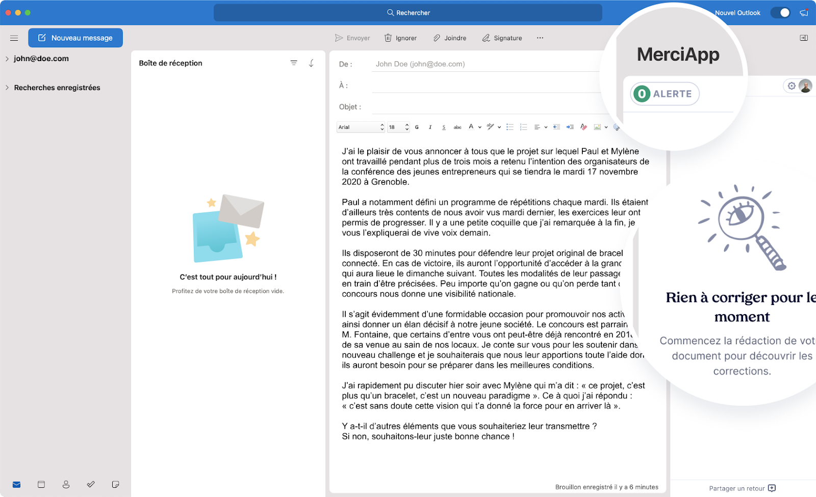 Utiliser l'extension de MerciApp pour corriger ses fautes sur Outlook