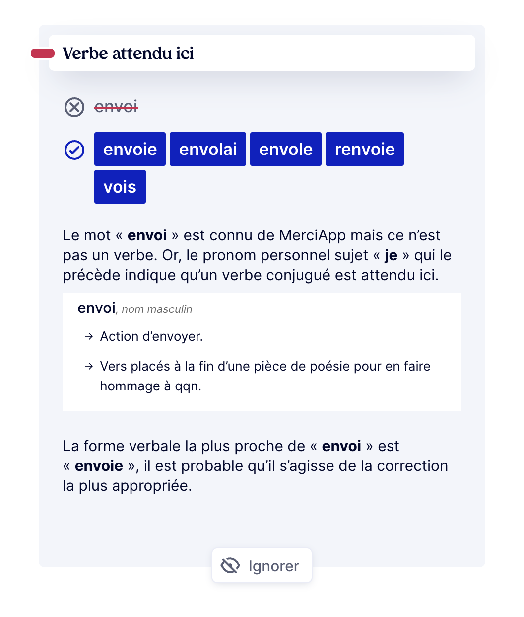 « je vous envoi », « je vous envoie » ou « je vous envois »