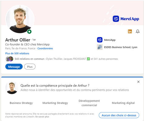 profil LinkedIn Arthur Ollier