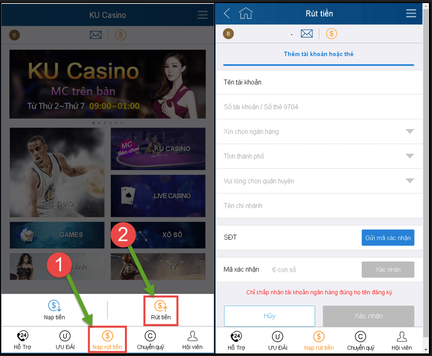 Rút tiền trên trang Kubet đầy đủ nhất