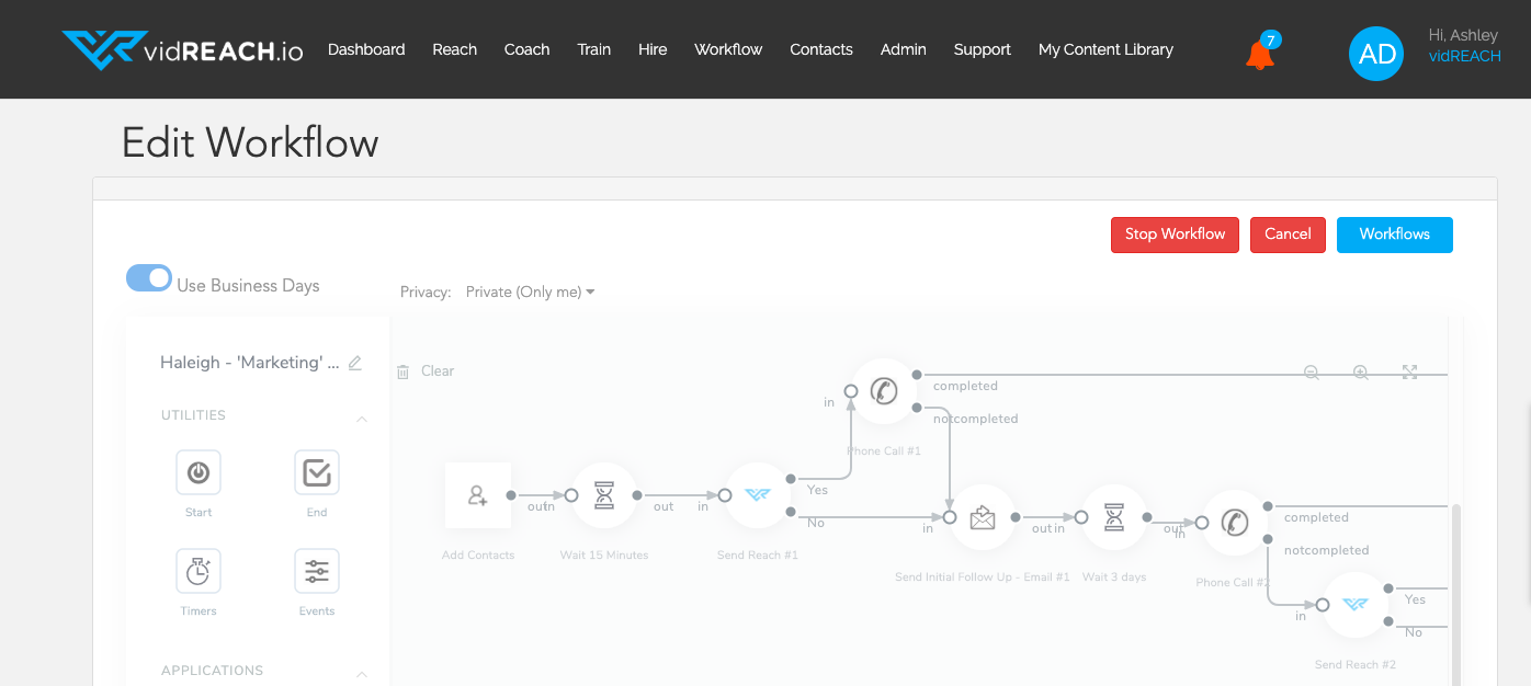 Workflow automation in vidREACH