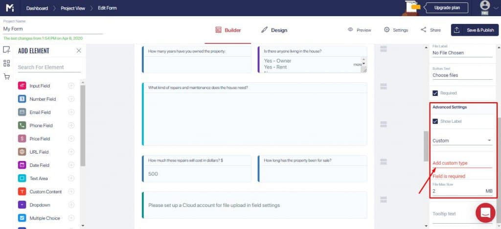 Customize form format and size for upload _ MightyForms