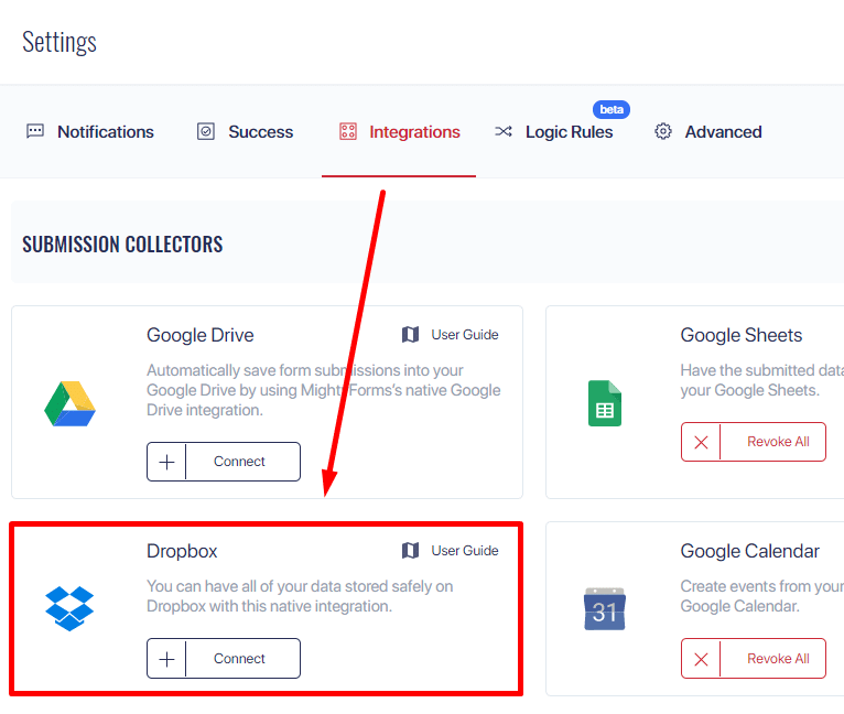 Dropbox form integration - MightyForms
