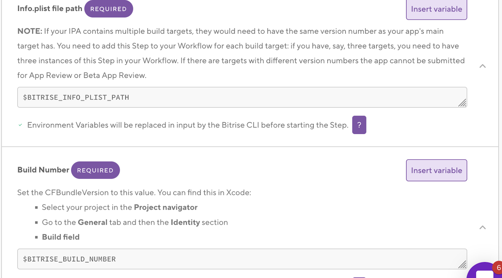 Setting required input variables for 'Set Xcode Project Build Number' step in Bitrise