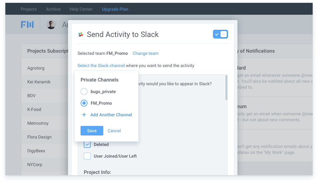 change the Slack Channel