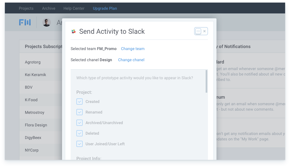 disconnect Slack from your project