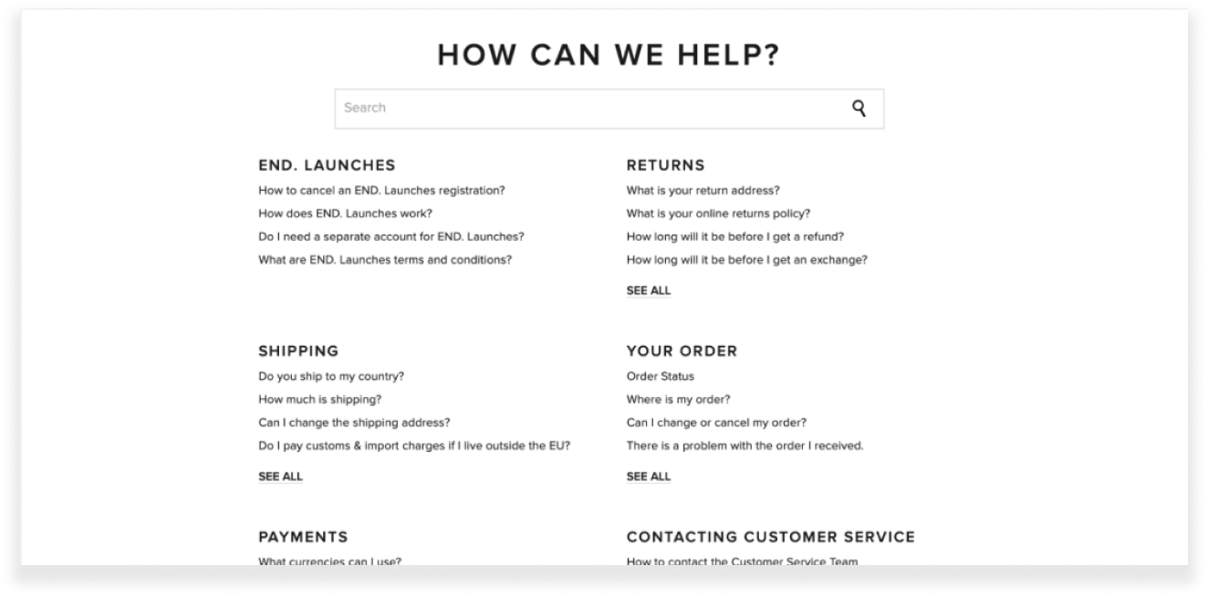 “Help” section