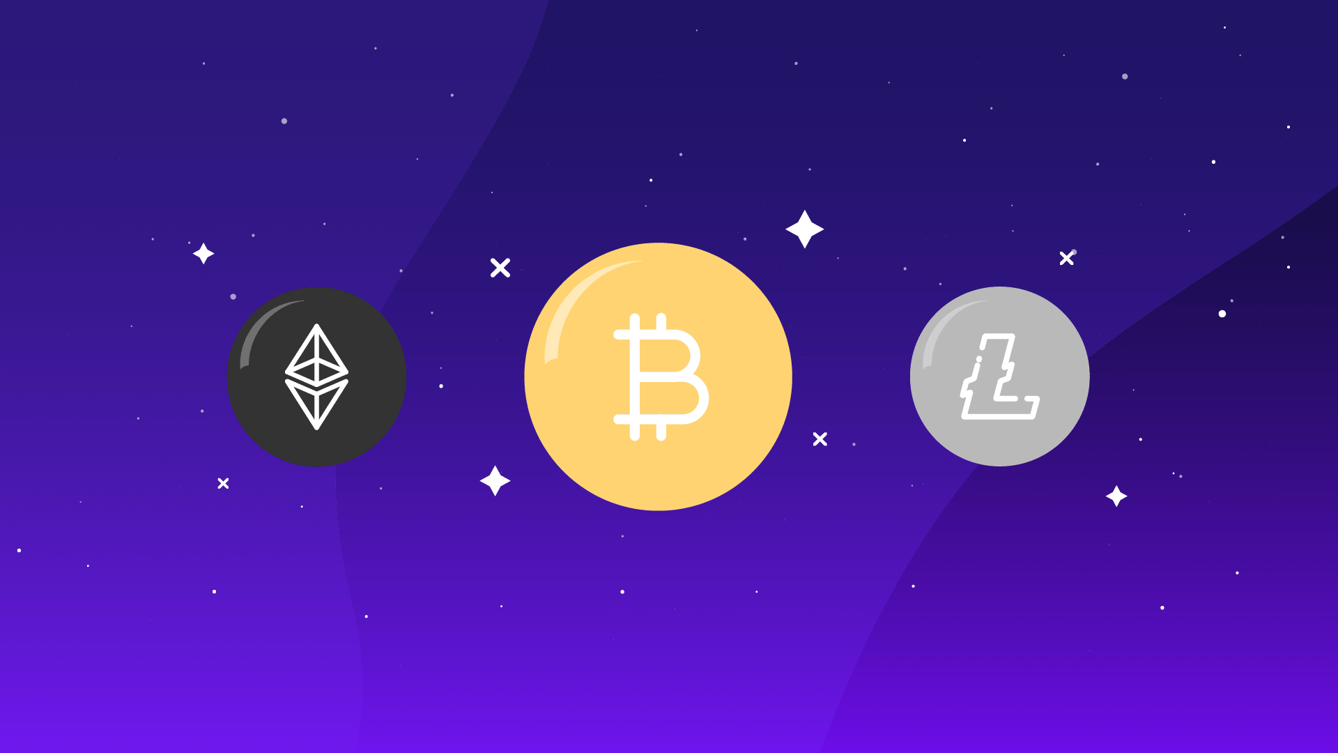 Bitcoin, Ethereum e Litecoin as principais criptomoedas