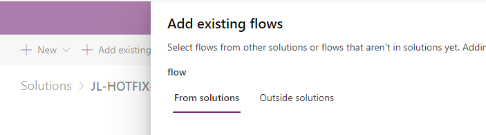 Dynamics 365 Add existing flows via power apps