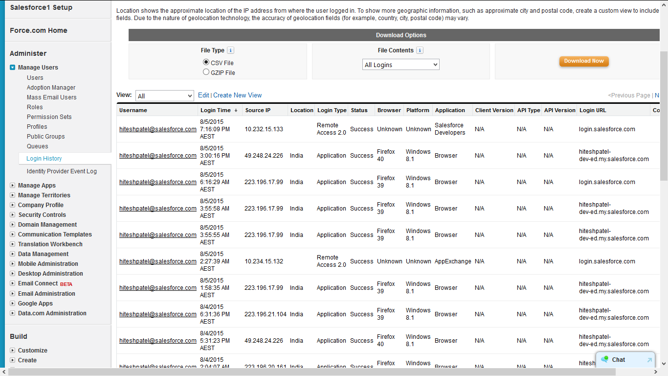 Reporting of login history - Salesforce Developer Community
