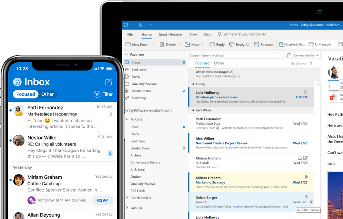 Outlook online and desktop