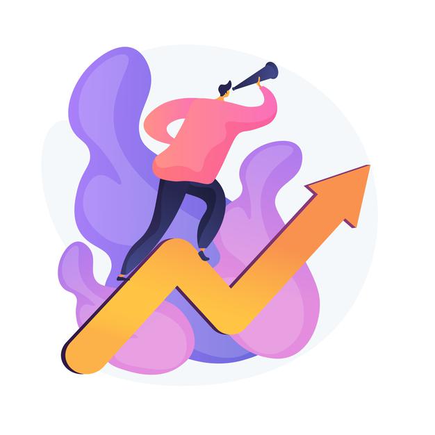 Business opportunities, chances. professional ambitions, company development plans, searching innovation. visionary entrepreneur anticipating new trends. vector isolated concept metaphor illustration Free Vector