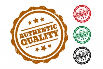 Authentic quality rubber stamps set of four Free Vector