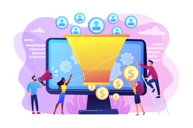 Monetization tips. increasing conversion rates strategy. attracting followers. generating new leads, identify your customers, smm strategies concept. Free Vector