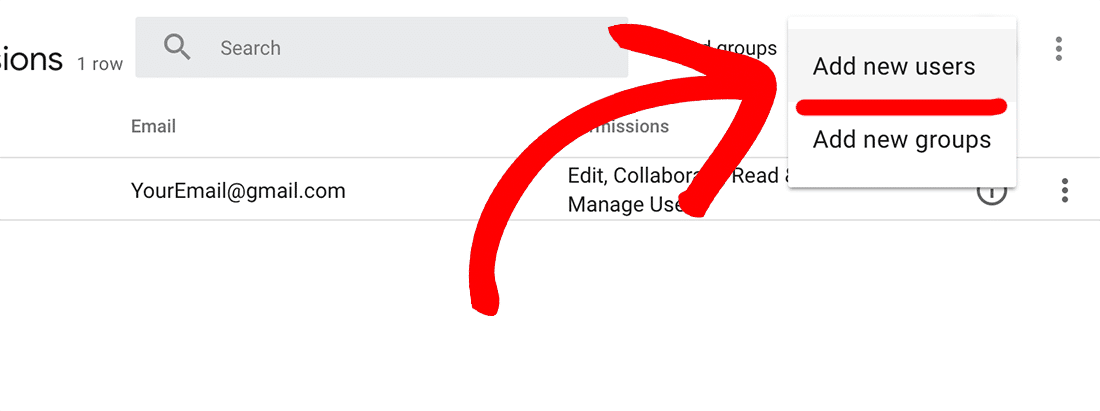 click "add new users" from the drop-down menu