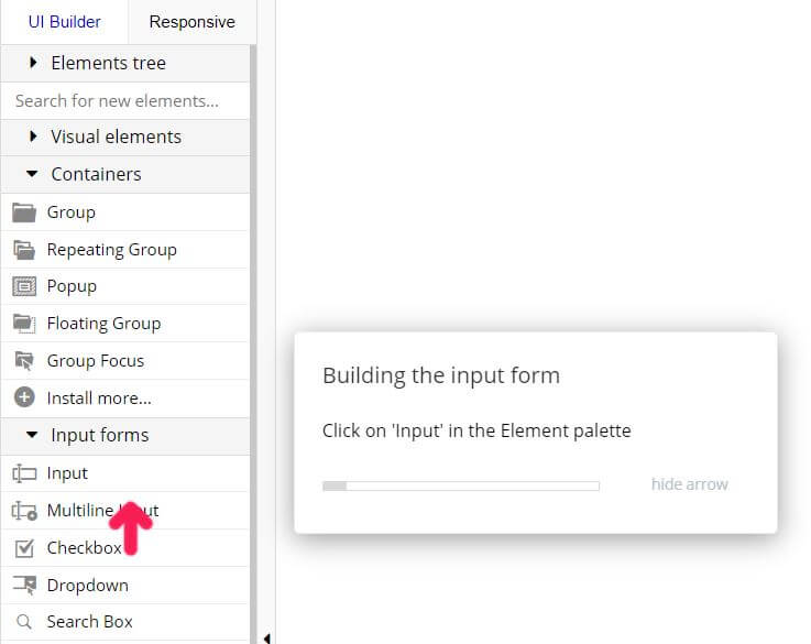 Bubble.io interactive lesson layout