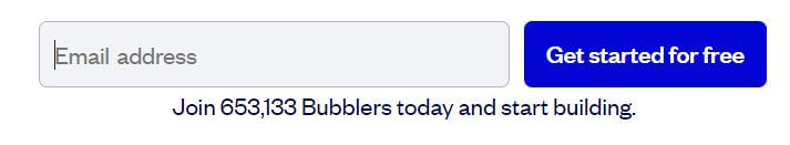 Bubble.io signup section