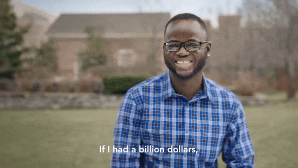 Bloomberg commercial still of a black man talking to camera