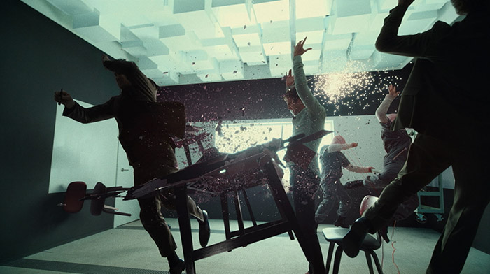 Fox trailer still of an explotion happening inside of an office
