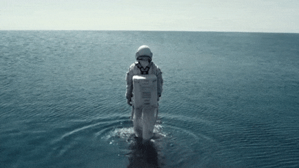 Mercado Libre commercial still of astronaut walking on water