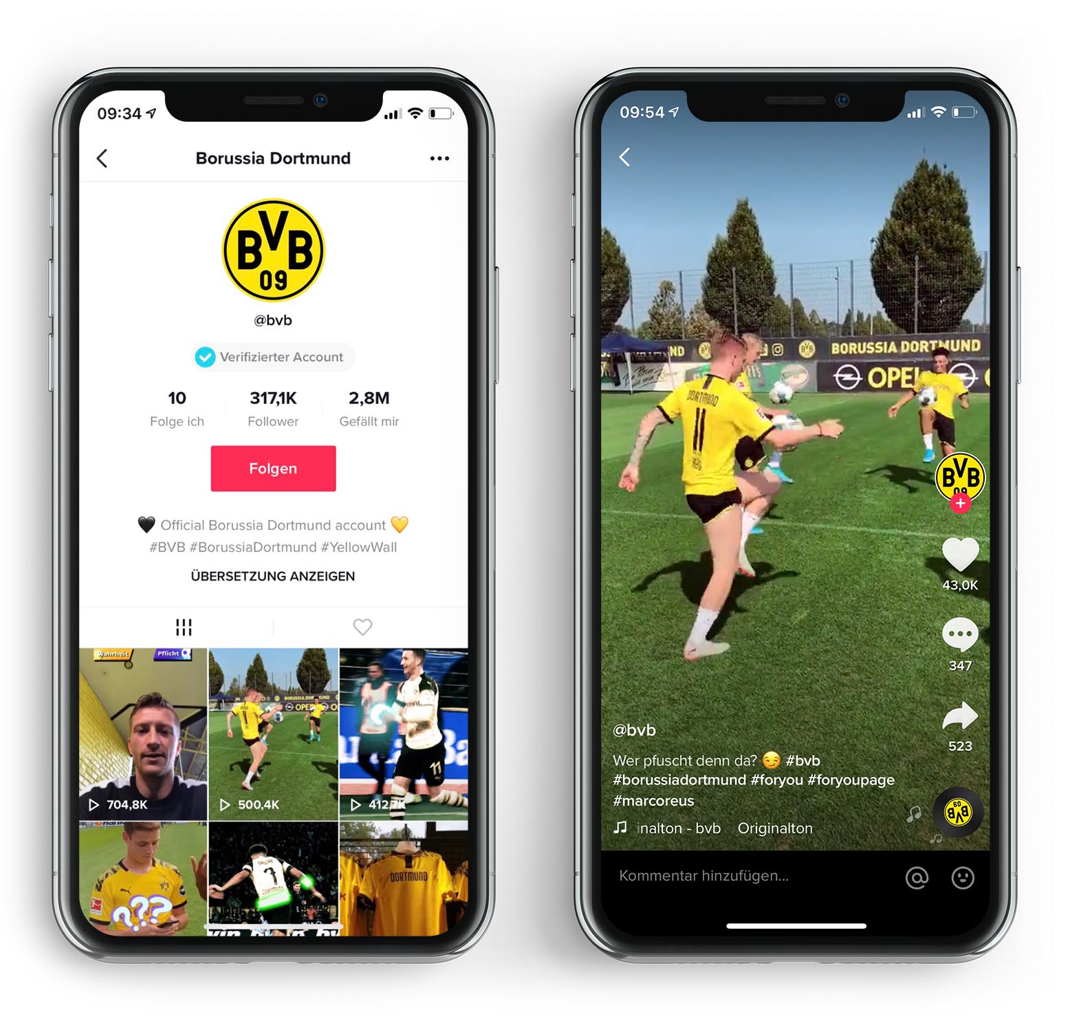 Borussia Dortmund bei Tiktok