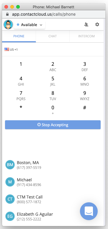 Contact Cloud softphone dialpad