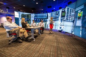 Raytheon design teams using Visionary Render's interactive 3D graphics inside of the CAVE's unique form factor to create an environment that encourages collaboration and increased participation.