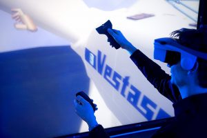 User immersed in a VR model at Vestas