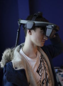 Harry Wren – 2nd Year student currently studying Game Development at Trafford College uses a Virtalis ActiveSpace system incorporating an nVis HMD