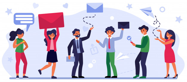 People sending and receiving messages Free Vector