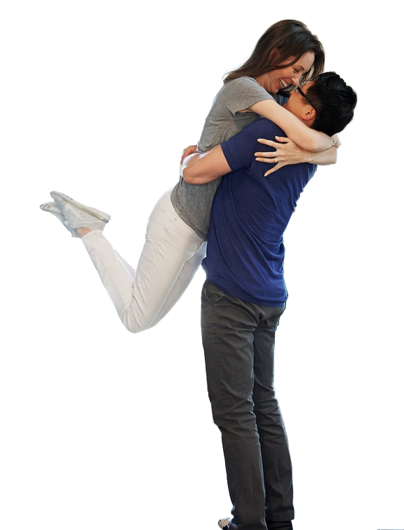 man lifting woman