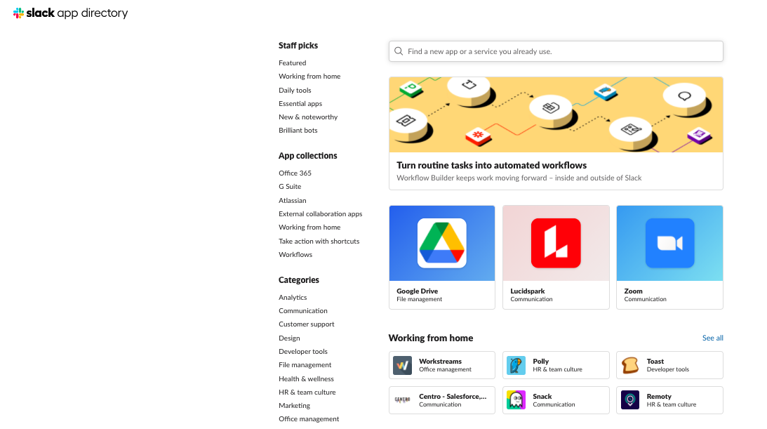 Slack app directory