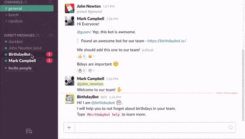 Birthdaybot on slack