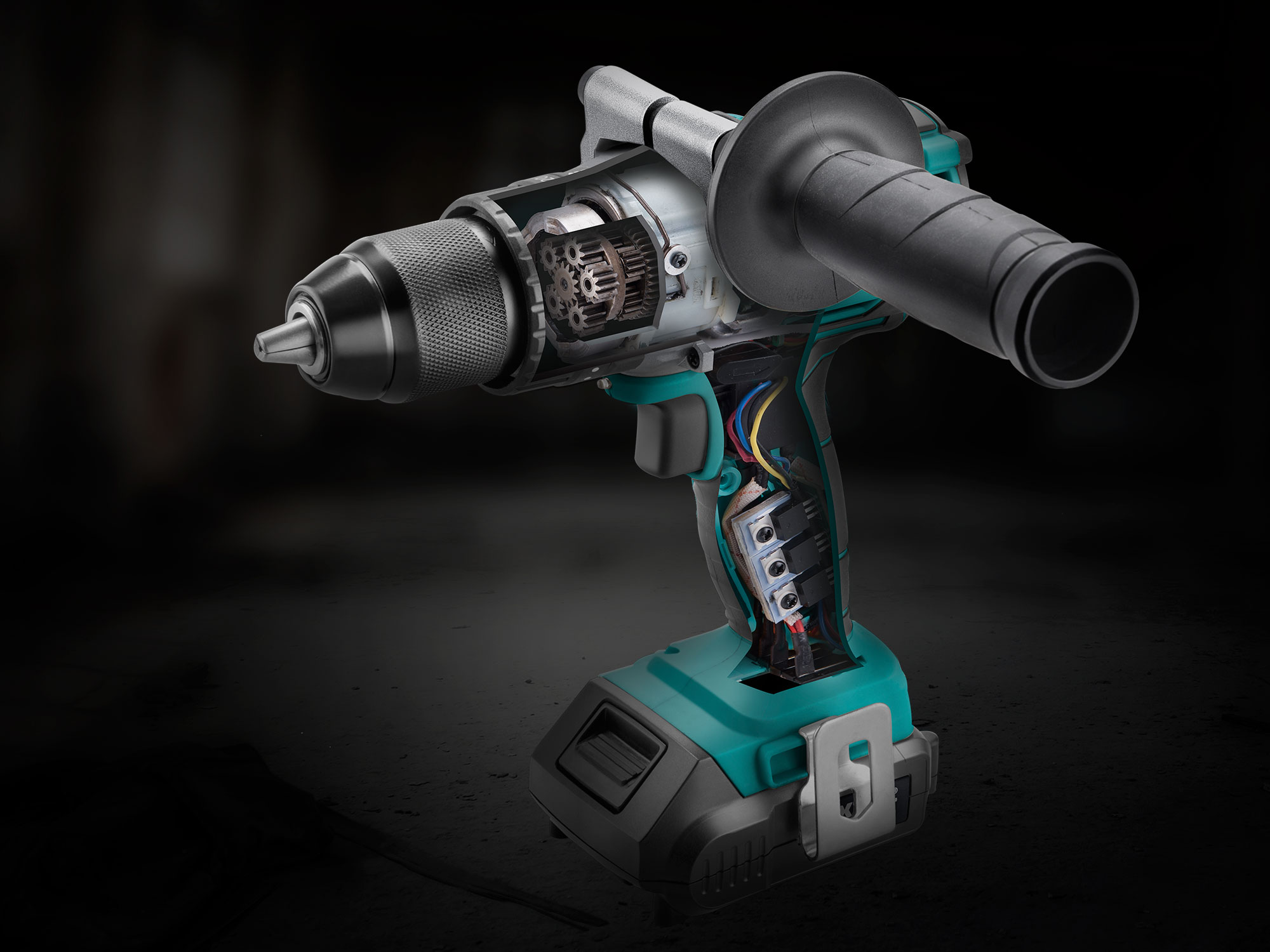 Extol Industrial Cordless Drill cut open