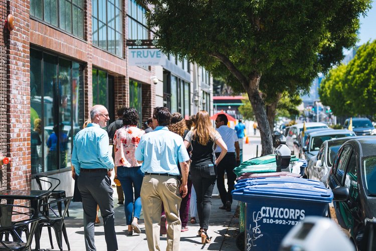 Visitors to ICA Fund Good Jobs get a tour of ICA companies, at the HIVE in Oakland.